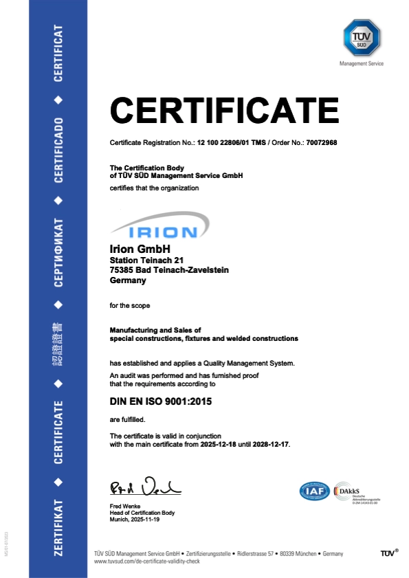 DIN EN ISO 9001:2015 certified welding company